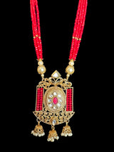 PS536 Kundan mala and jhumka with red beads ( READY TO SHIP )