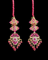 C576 Zarifa Ruby zircon Gold-Plated Choker with Earrings ( READY TO SHIP )