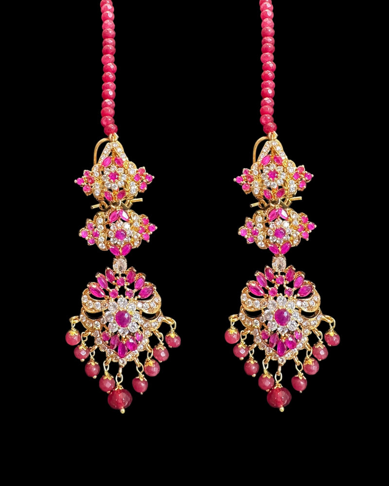 C576 Zarifa Ruby zircon Gold-Plated Choker with Earrings ( READY TO SHIP )
