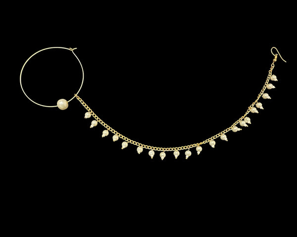 Gold-Plated bridal Nosering with Shell Pearls – Pierced & Non-Pierced Option ( READY TO SHIP )