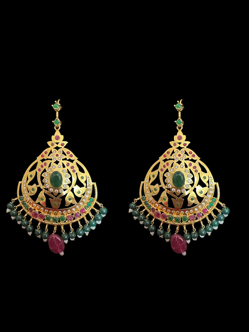 Ruby emerald chandbali earrings ( READY TO SHIP )