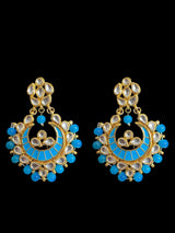 Kundan meena earrings - turquoise  ( READY TO SHIP )