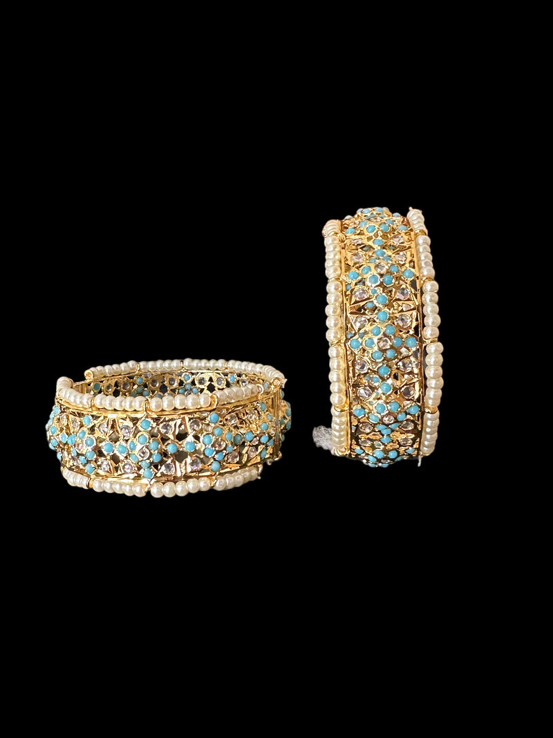 B185 Azmah turquoise and pearl  bangles ( READY TO SHIP )