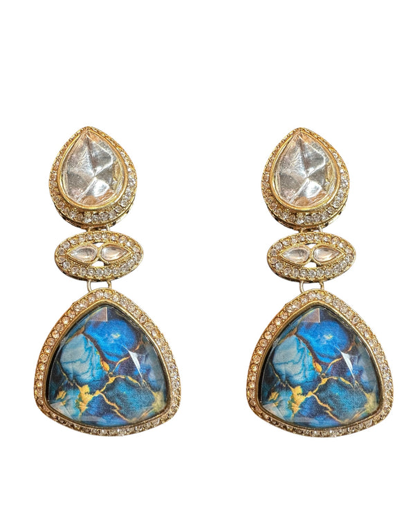Quartz earrings - lightning blue  ( READY TO SHIP )