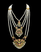 BR601 Ruby Emerald & Freshwater Pearl Handcrafted Bridal Jewelry Set (READY TO SHIP)