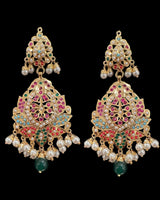 DJET20 Navratan Jadau Earrings tika  – Gold-Plated Elegance ( READY TO SHIP )