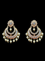 DER642 Gold plated hyderabadi chandbali - Golden pearls ( READY TO SHIP )