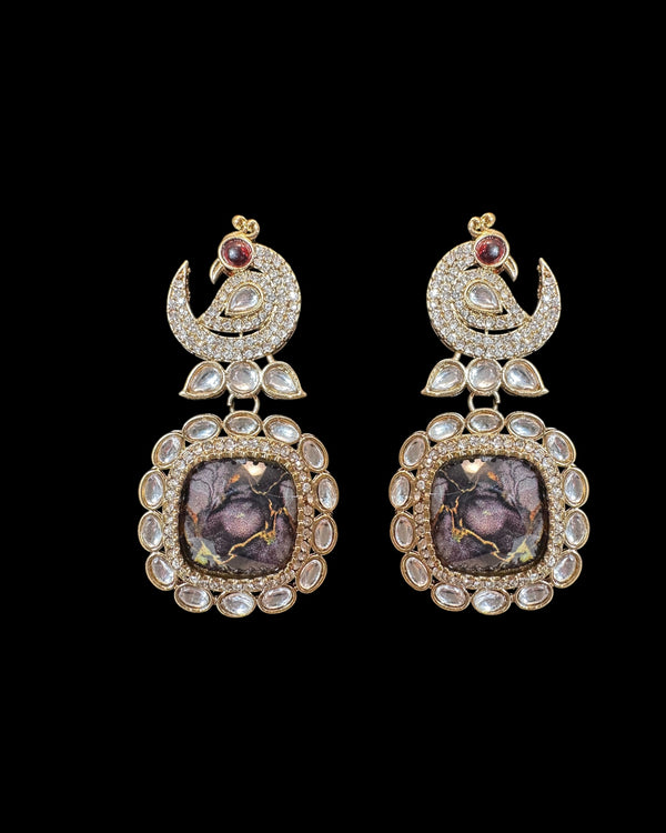 Quartz earrings - purplish grey       ( READY TO SHIP )