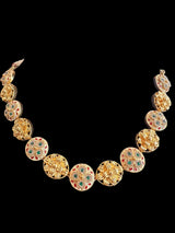 DNS142 meenakari gold plated  necklace with jhumka  set  (READY TO SHIP )