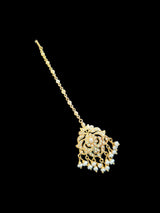 Gold plated silver tikka in fresh water pearls ( READY TO SHIP  )