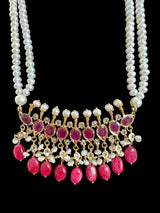 PS508 Tirmani in Rubies with Freshwater Pearls and Chandbali Earrings – Gold-Plated Lightweight Jewelry( READY TO SHIP )