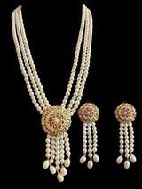 DLN74 SAVAIRA lariat style necklace set in Navratan ( READY TO SHIP )