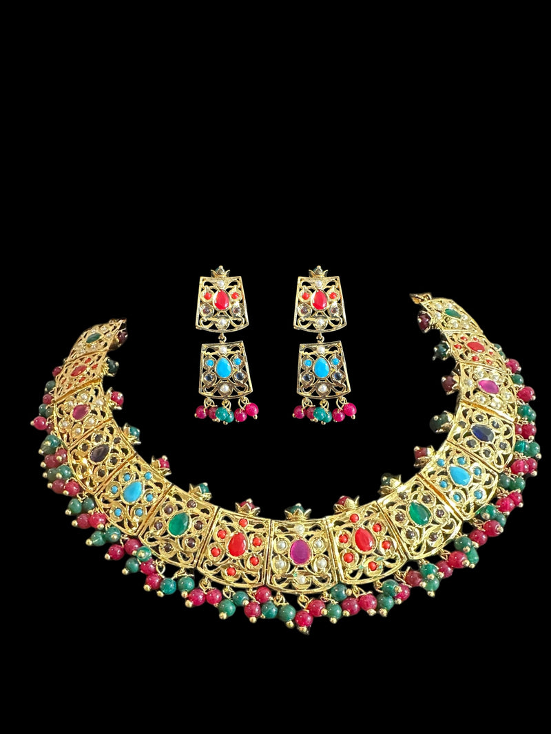 DNS161  Badia in navratan with  pearls ( READY TO SHIP  )