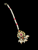 DJTK326 Nishat Gold plated small sized tika- multicolor  (SHIPS IN 3 WEEKS)