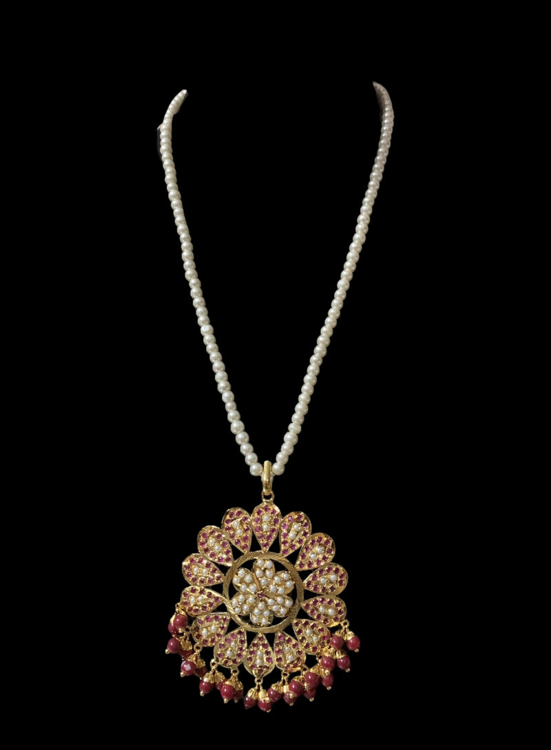 PS481 Kavya pendant set in Ruby    ( READY TO SHIP )