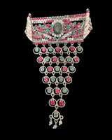 C578 Silver-Plated Ruby & Emerald Choker Set with Earrings ( READY TO SHIP )
