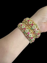 B317 jadau bangles  - ruby emerald - one pair ( READY TO SHIP )