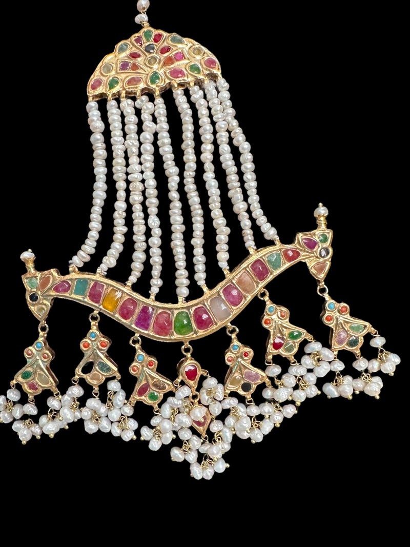 Naheed navratan bridal set with fresh water pearls and gemstones ( READY TO SHIP )