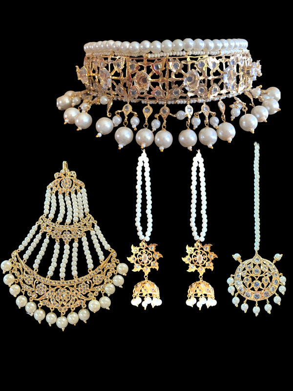 BR115 Insia jadavi lacha bridal set in pearls  ( READY TO SHIP )