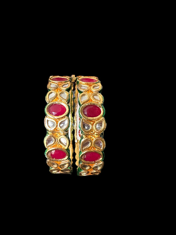 B178 Amelia kundan bangles in red / ruby  ( READY TO SHIP )