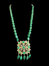 PS516 Bareeha Emerald Green Polki Pendant & Earring Set | Deccan Jewelry( READY TO SHIP )