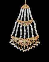 Gold-Plated Silver Jhoomar (Passa) – Ruby, Emerald & Freshwater Pearl ( READY TO SHIP )