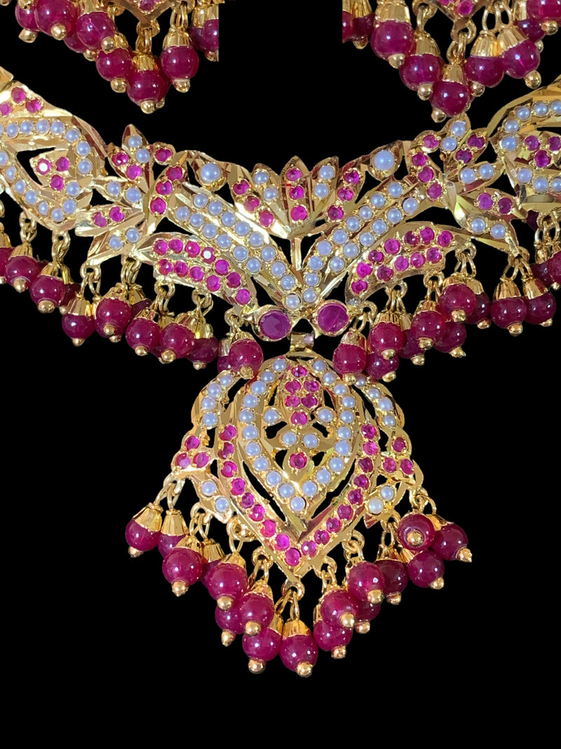 NS59 Taseen necklace set ( rubies ) (SHIPS IN 4 WEEKS )