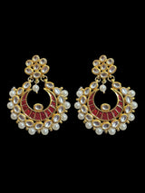 Kundan meena earrings - Red ( READY TO SHIP )