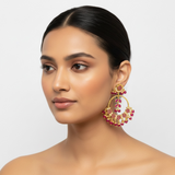 ER20 Chandbali in ruby pearl combination ( READY TO SHIP )