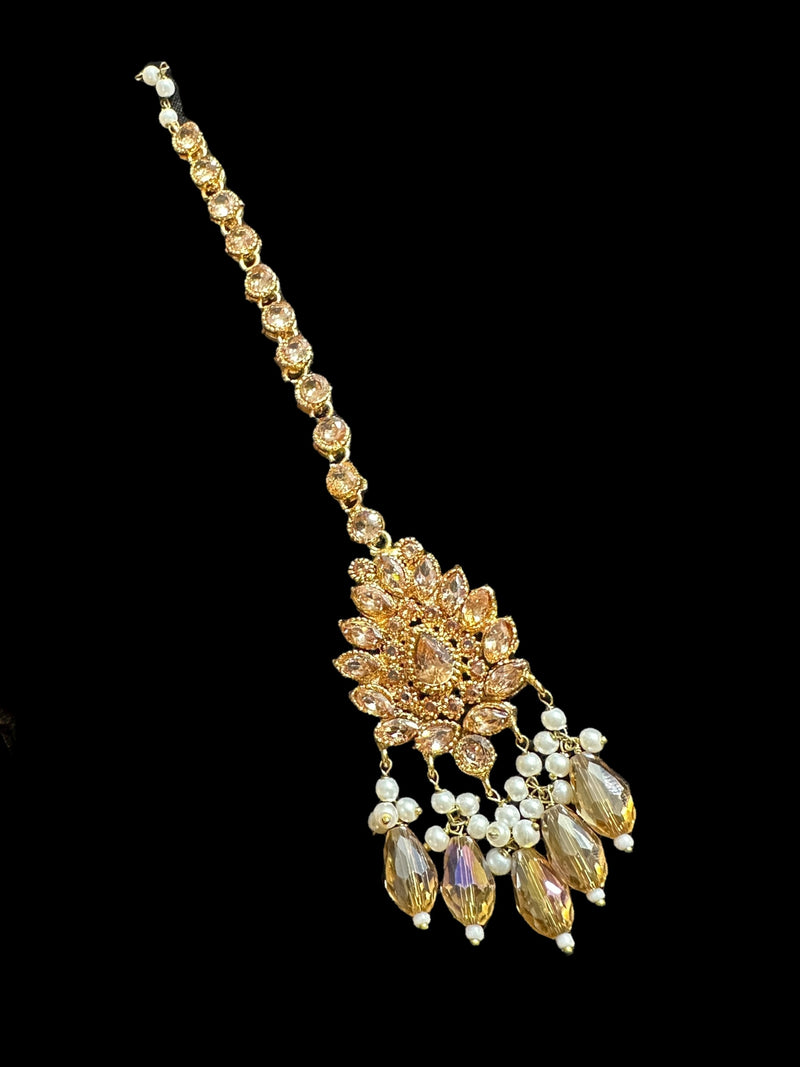 Kafiya bridal set in golden / champagne  stones and beads ( READY TO SHIP )