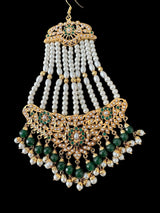 DJHR130  Hema jadau jhoomar in emerald and pearl combination ( READY TO SHIP )