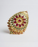 Ruby, Emerald & Pearl Ring – Gold-Plated Silver Statement Piece ( READY TO SHIP )