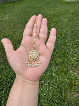 Fresh water pearl tika in gold plated silver ( READY TO SHIP )