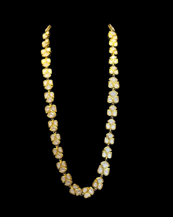 DLN142 Gold-Plated Kundan Mala Set – High-Quality CZ Stones | Single Line Elegance ( READY TO SHIP )