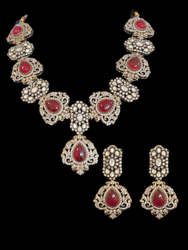 DNS96 Victorian necklace set - ruby ( READY TO SHIP )