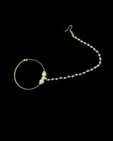 Gold-Plated Pearl Bridal Nosering with Chain ( READY TO SHIP )