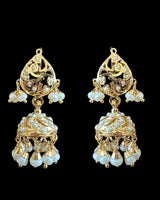 Gold-Plated Silver jhumka Earrings with Freshwater Pearls ( READY TO SHIP)