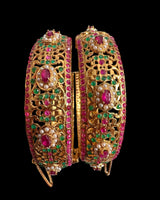 B822 multicolor Bangles in Ruby, Emerald & Pearls ( READY TO SHIP )