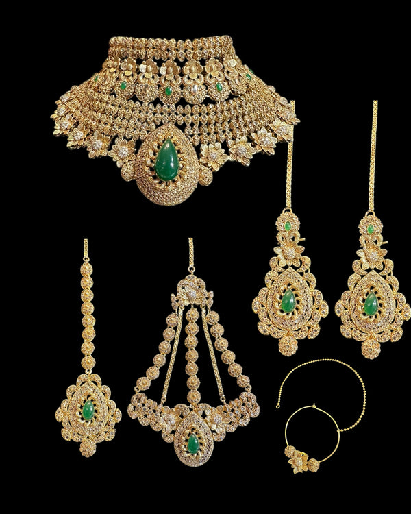 Mehtab bridal set in emerald ( READY TO SHIP )