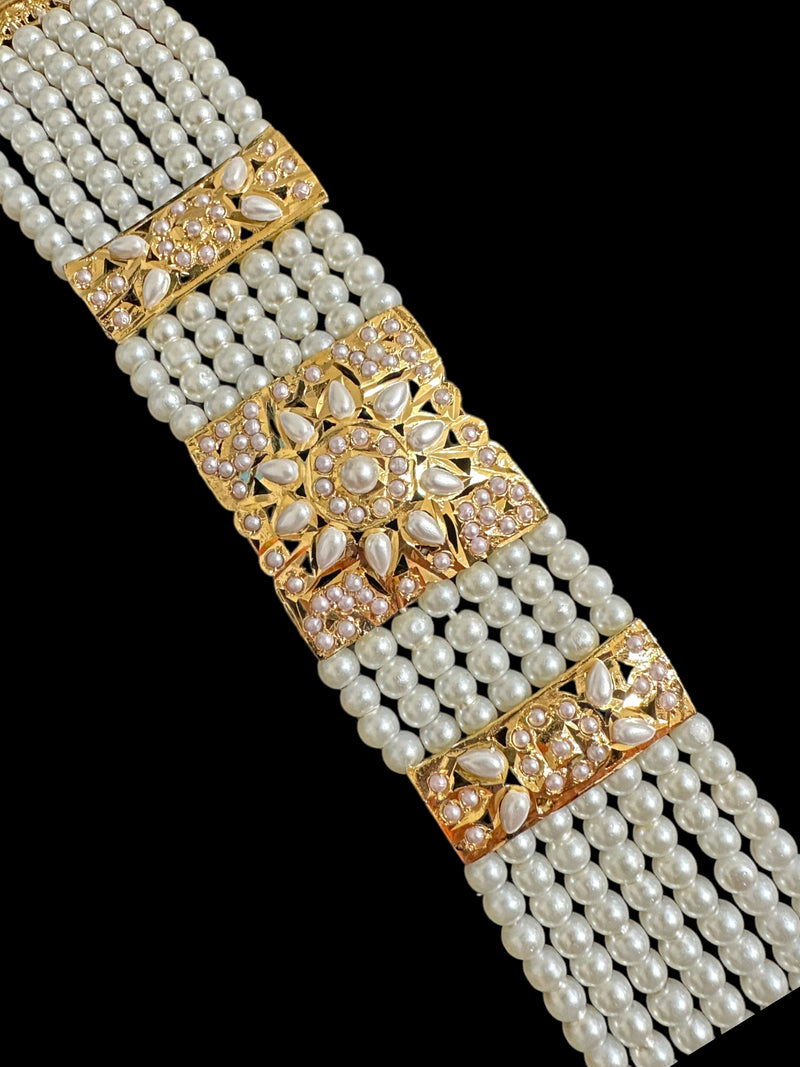 B167 pearl jadau bracelet ( SHIPS IN 3 WEEKS )