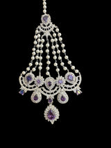 Sabina Cz bridal set in silver plating with purple  ( READY TO SHIP )