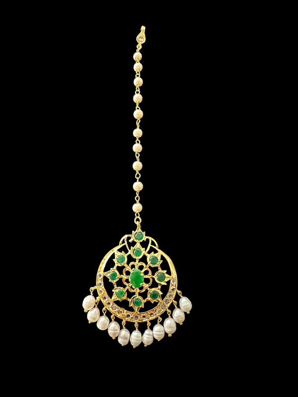 DJTK306 Naira tika in fresh water pearls  - GREEN ( READY TO SHIP )