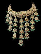 C537 Mehera bridal choker set in emeralds ( READY TO SHIP )