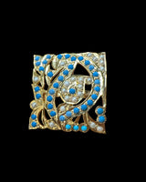 Turquoise & Pearl Gold-Plated Silver Ring – Square Statement Elegance ( READY TO SHIP )