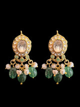 DLN133 Moissanite & Emerald beads Long Mala with Freshwater Pearls – Gold-Plated l Necklace Set ( SHIPS IN 4 WEEKS  )
