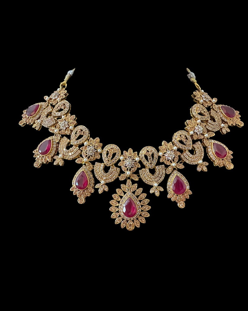 BR463 Ruby and zircon bridal set ( READY TO SHIP)