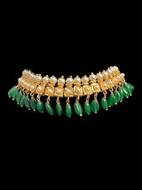 Barfi necklace / choker with pearls and green beads ( READY TO SHIP )