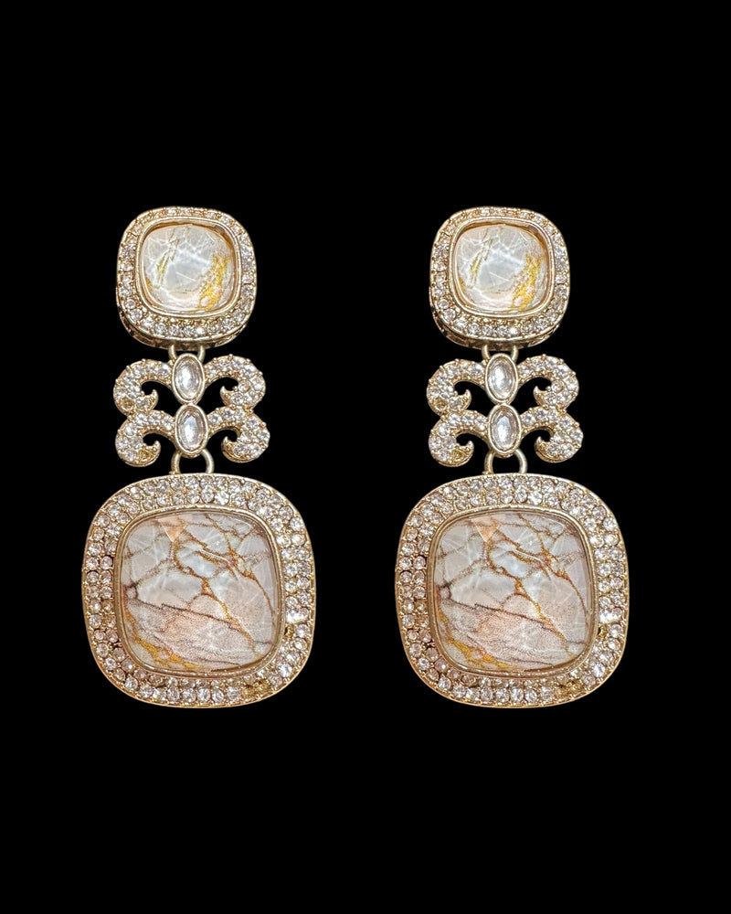 Quartz earrings - marble white   ( READY TO SHIP )