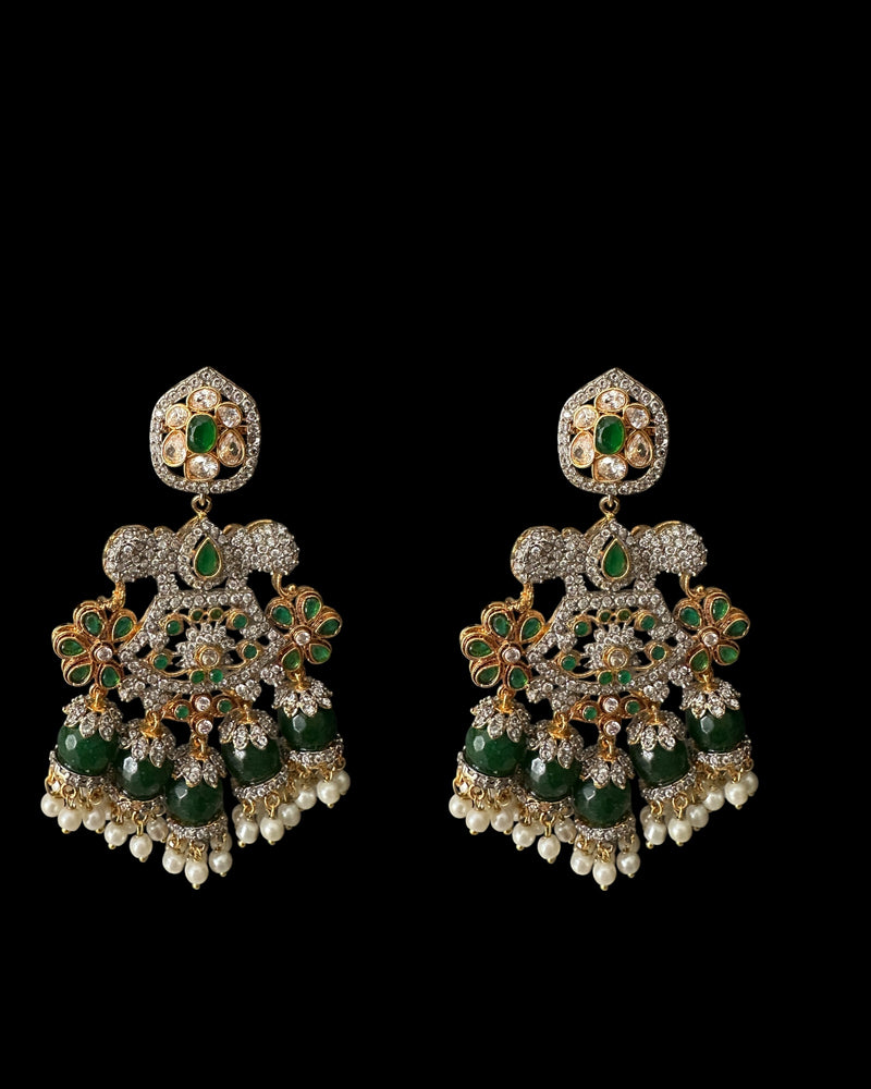 Laiha gold plated earrings - Green ( READY TO SHIP )