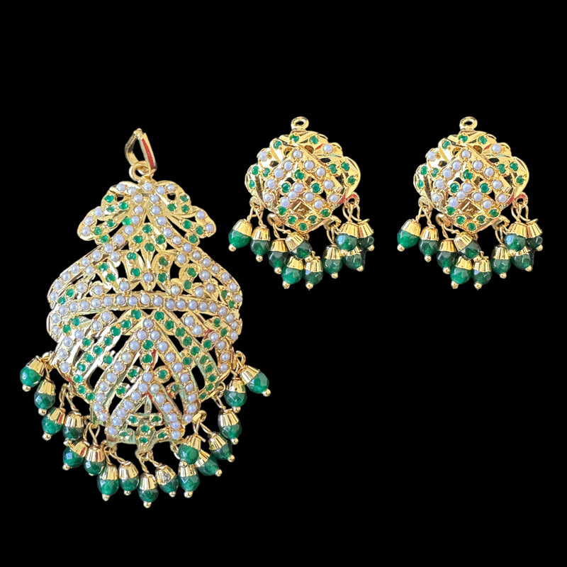 PS306  Shahreen emerald pendant set ( READY TO SHIP )